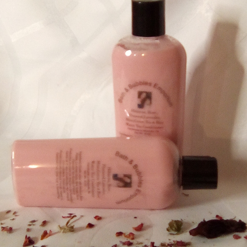 Hibiscus, rose, lavender, mint, green tea, flax seeds conditioner